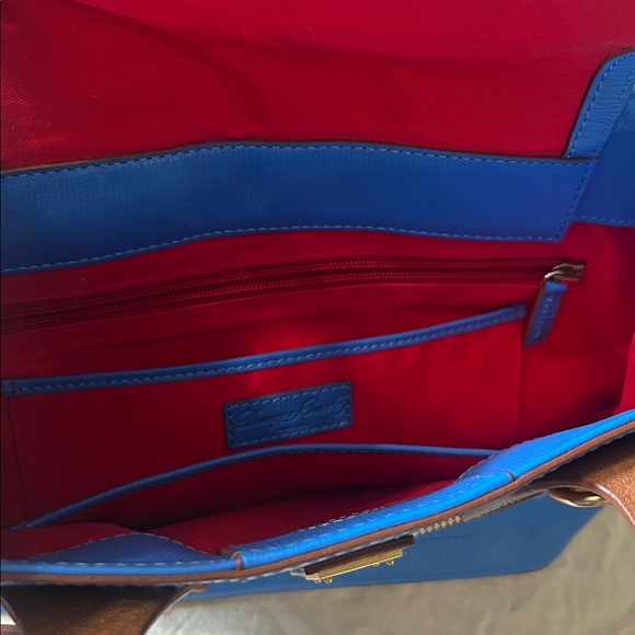 Dooney & Bourke Bright Blue Leather Shoulder Bag/ Tote with Tassel - Picture 6 of 6